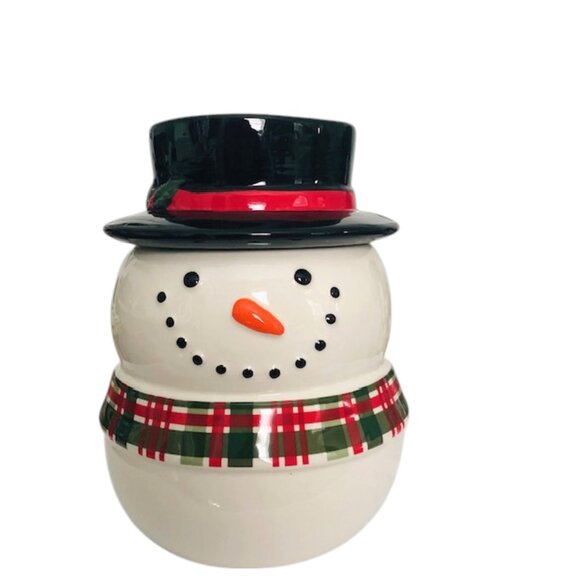 Snowman Face Ceramic Cookie Jar, (8.9") - Picture 1 of 9